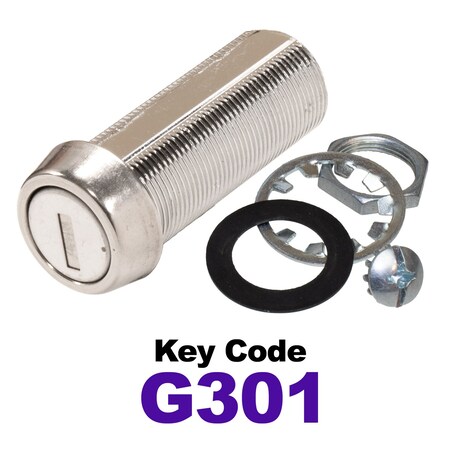 Global RV SS Compartment Lock, Cam/Blade Style, 1-3/4in Threaded Barrel, Blades not Included, Keyed to G301 CLB-301-134-SS